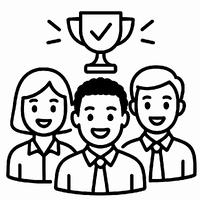 an emoji style icon of a successful ethnically diverse employee team-1